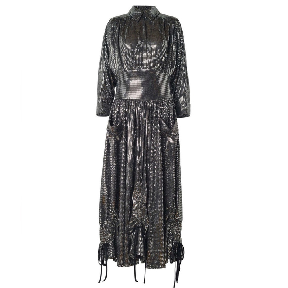 NWT Batsheva Goldie Dress in Silver Sequin Designer Luxury Celeb Style - Picture 11 of 16